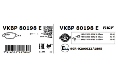 Set placute frana SKF VKBP 80198 E