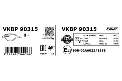 Set placute frana SKF VKBP 90315