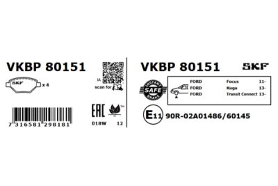 Set placute frana SKF VKBP 80151