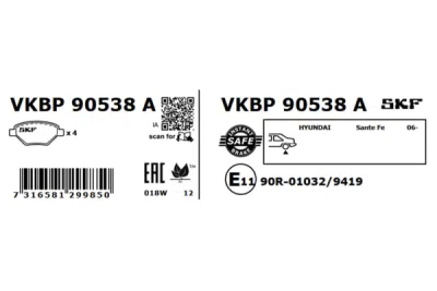 Set placute frana SKF VKBP 90538 A