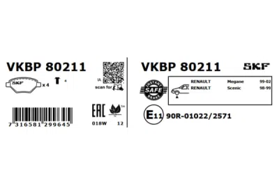 Set placute frana SKF VKBP 80211