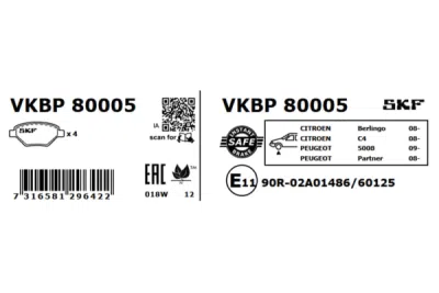 Set placute frana SKF VKBP 80005