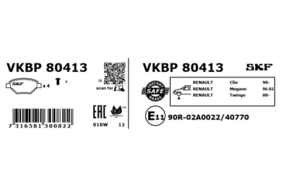 Set placute frana SKF VKBP 80413