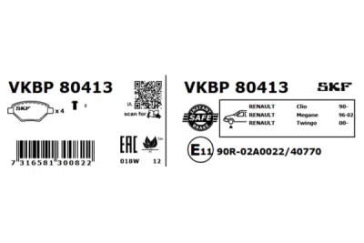 Set placute frana SKF VKBP 80413