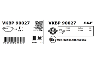 Set placute frana SKF VKBP 90027