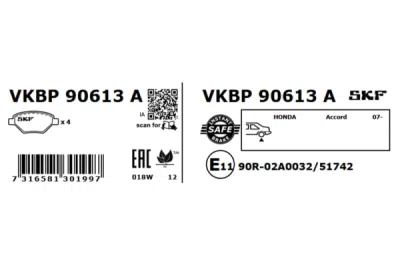 Set placute frana SKF VKBP 90613 A
