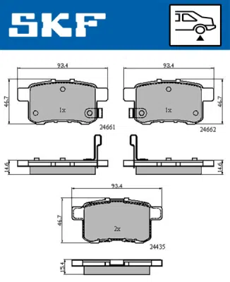 Set placute frana SKF VKBP 90613 A