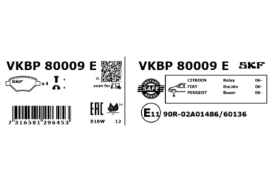 Set placute frana SKF VKBP 80009 E