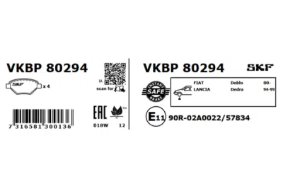 Set placute frana SKF VKBP 80294