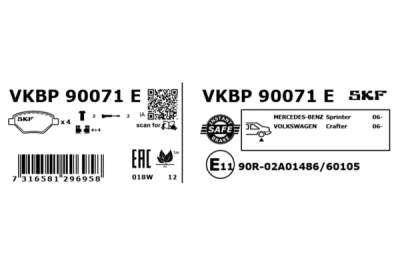 Set placute frana SKF VKBP 90071 E