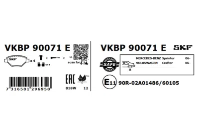 Set placute frana SKF VKBP 90071 E