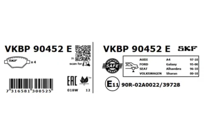 Set placute frana SKF VKBP 90452 E