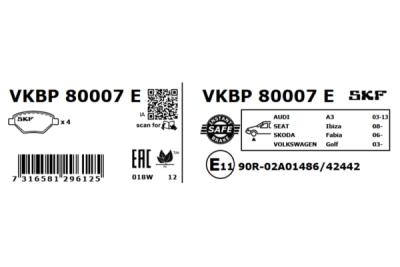 Set placute frana SKF VKBP 80007 E