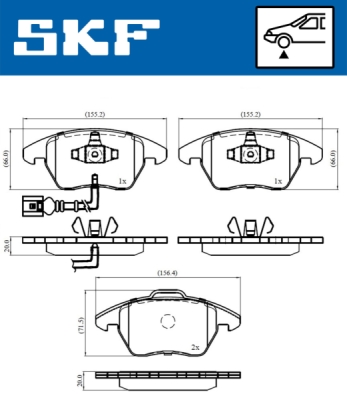 Set placute frana SKF VKBP 80007 E