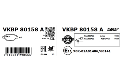 Set placute frana SKF VKBP 80158 A