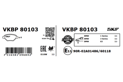 Set placute frana SKF VKBP 80103