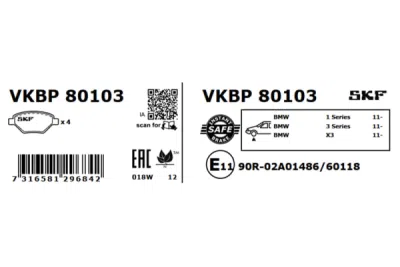 Set placute frana SKF VKBP 80103