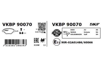 Set placute frana SKF VKBP 90070