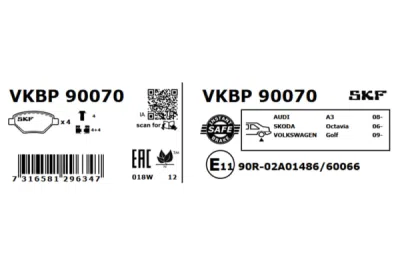 Set placute frana SKF VKBP 90070