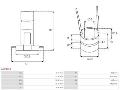 Colector, alternator AS-PL ASL9014