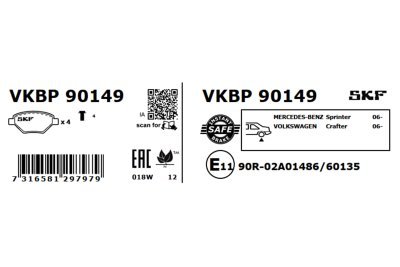 Set placute frana SKF VKBP 90149