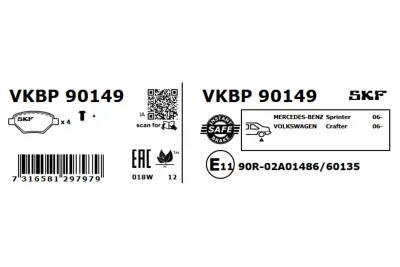 Set placute frana SKF VKBP 90149
