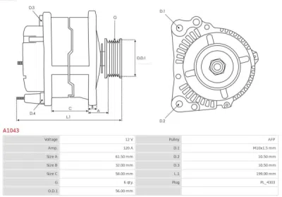 Generator / Alternator AS-PL A1043