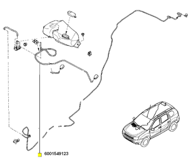 Furtun parbriz din pompita catre T-eu ORIGINAL RENAULT 6001549123