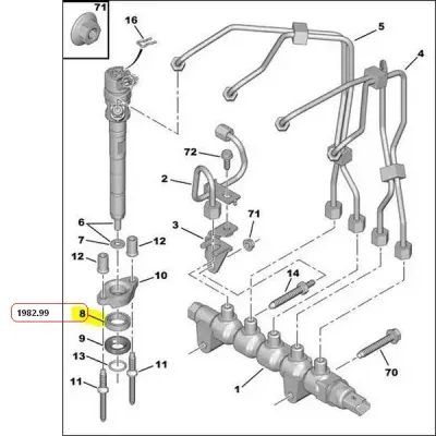 Inel etansare, injector ORIGINAL PSA 1609848080