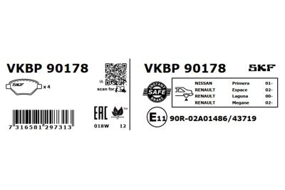 Set placute frana SKF VKBP 90178