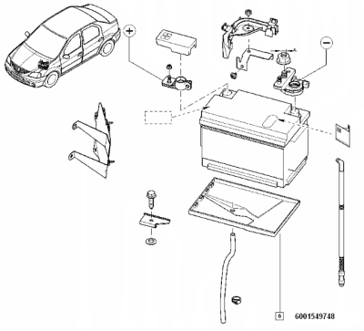 Suport baterie log ORIGINAL RENAULT 6001549748