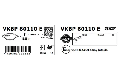 Set placute frana SKF VKBP 80110 E