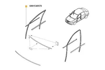 Perie geam exterior fata dreapta Logan ORIGINAL RENAULT 6001548978
