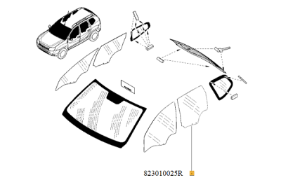 Geam lateral ORIGINAL RENAULT 823010025R