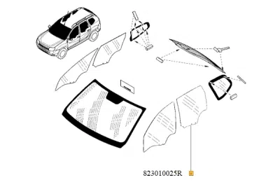 Geam lateral ORIGINAL RENAULT 823010025R