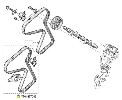 Set curea de distributie ORIGINAL RENAULT 7701477049
