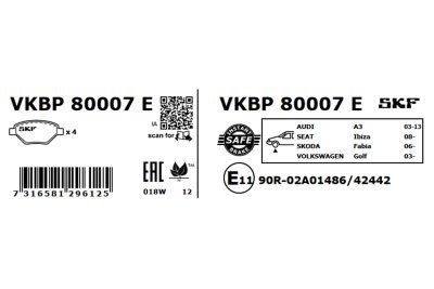 Set placute frana SKF VKBP 80007 E