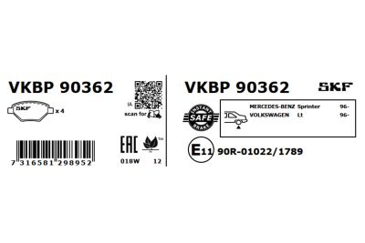 Set placute frana SKF VKBP 90362