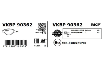 Set placute frana SKF VKBP 90362