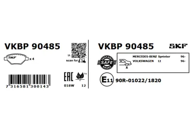 Set placute frana SKF VKBP 90485