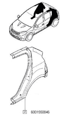 Aripa spate stanga sand ORIGINAL RENAULT 6001551380