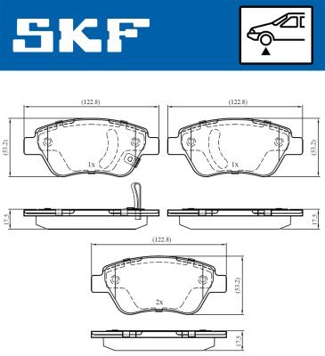 Set placute frana SKF VKBP 80017 A