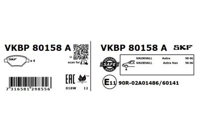 Set placute frana SKF VKBP 80158 A