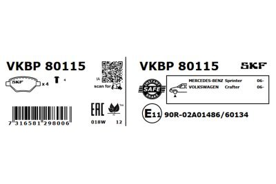 Set placute frana SKF VKBP 80115