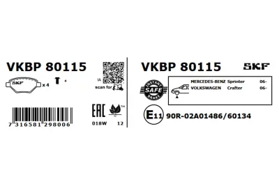 Set placute frana SKF VKBP 80115
