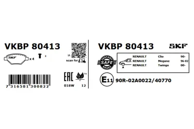 Set placute frana SKF VKBP 80413