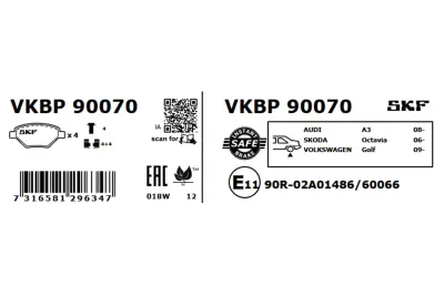 Set placute frana SKF VKBP 90070