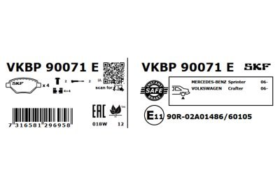 Set placute frana SKF VKBP 90071 E