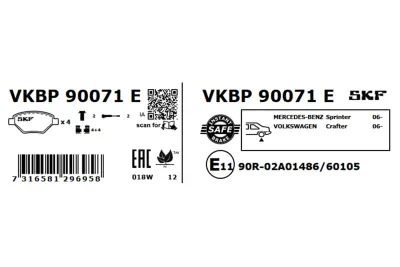 Set placute frana SKF VKBP 90071 E