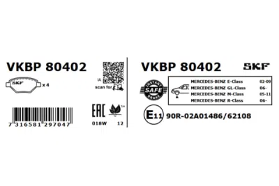 Set placute frana SKF VKBP 80402